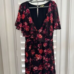 Floral Black, Magenta, Orange Women's Dress